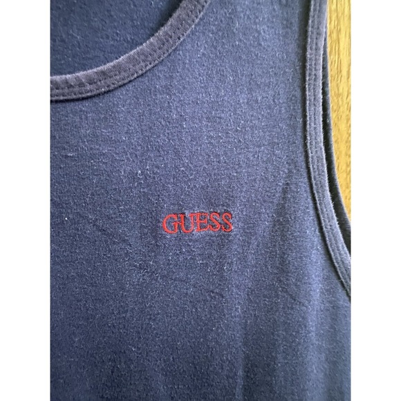 Vintage GUESS Regatta 90's Unisex Size XL Tank Top Sleeveless USA Navy Blue - Picture 3 of 14